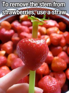 How to remove the strawberry stem - use a straw 